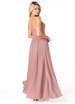 Azazie Chanel Abiti da Damigella Abito A-Line in Chiffon Plissettato Rosa Polverosa image5