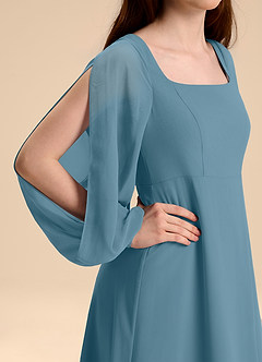 Azazie Bondi Junior Bermuda A-Line Blouson Chiffon Dress image8
