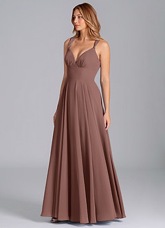 Azazie Darana Bridesmaid Dresses Espresso A-Line Corset Chiffon Dress image4