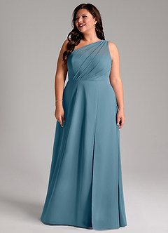 Azazie Phaedra Bridesmaid Dresses Bermuda A-Line One Shoulder Chiffon Dress image16