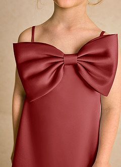 Azazie Kiwi Flower Girl Dresses Rust A-Line Spaghetti Strap Matte Satin Dress image6