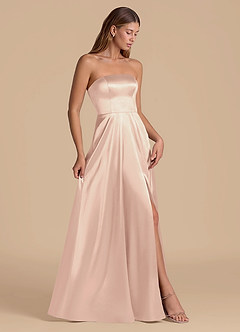 Azazie Wren Bridesmaid Dresses English Rose A-Line Strapless Metallic Satin Dress image7