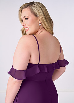 Barbie ♥ Azazie Bridesmaid Dresses Grape A-Line Off the Shoulder Chiffon Convertible Dress image12