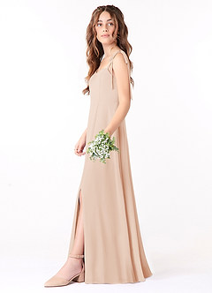 Azazie Rosey Junior Abito A-Line in Chiffon Scollo a Cuore Rosa Inglese image3