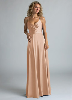 Azazie Davis Bridesmaid Dresses English Rose A-Line Pleated Stretch Satin Dress image4