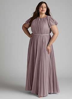 Azazie Kara Modest Bridesmaid Dresses A-Line Pleated Chiffon Floor-Length Dress image13