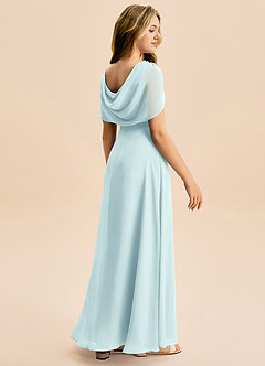 Azazie Emma Junior Robe Trapèze en Mousseline de soie Plissée Verre De Mer image6