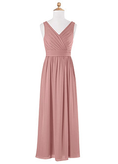 Azazie Kora Junior Dusty Rose A-Line Pleated Chiffon Dress image5