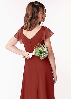 Azazie Omari Junior Terracotta A-Line Ruched Chiffon Dress image3