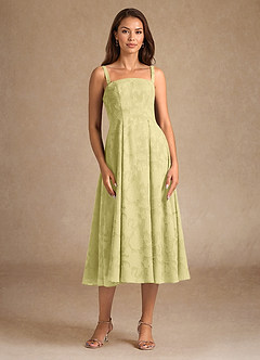 Azazie Lorain vestidos de madre de la novia Vestido de Sorbete De Limón de Devorado Floral de Corte En A con Plisado image9