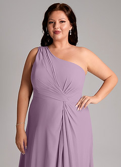 Azazie Brooke Bridesmaid Dresses Wisteria A-Line One Shoulder Chiffon Dress image13