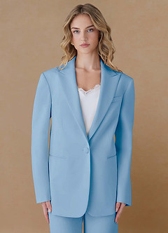 front Amelia Sky Blue Refined Weave Performance Oversized 2-Piece Suit
