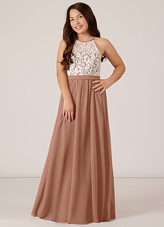 Azazie Fahari Junior Jurk van Chiffon met A-Lijn Kant Bronzeertint image2