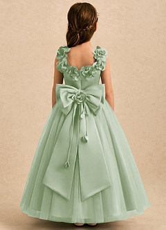 Azazie Eden Robe Demoiselle D'honneur Fillette Robe Princesse en Tulle Plissée Vert Sauge image1