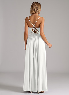 Azazie Aaida Bridesmaid Dresses White A-Line Corset Stretch Satin Dress image6
