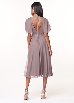 Azazie Tinsley Robes de demoiselle d'honneur Robe Trapèze en Maille Plissée Crépuscule image2