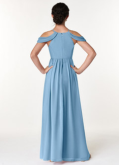 Azazie Seneca Junior Vestido de Azul Acero de Gasa de Corte en A con Vestidos sin tirantes image2