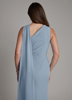 Azazie Zhanna Bridesmaid Dresses Dusty Blue Mermaid One Shoulder Chiffon Dress image7