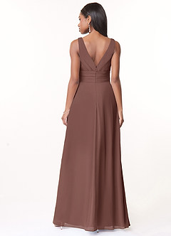 Azazie Julianna Bridesmaid Dresses Espresso A-Line Chiffon Dress image2