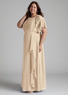 Azazie Aaliyah Modest Bridesmaid Dresses A-Line Scoop Pleated Chiffon Floor-Length Dress image7