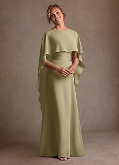 Azazie Marilla Mère de la mariée Robes Robe Trapèze en Mousseline de soie Plissée Vert Mousse image6