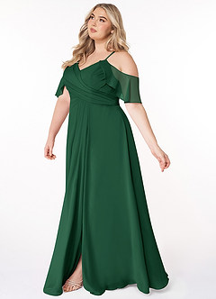 Azazie Dakota Bridesmaid Dresses Dark Green A-Line V-Neck Pleated Chiffon Dress image8