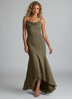 Azazie Summer Final Sale Amethyst Mermaid Scoop Cowl Chiffon Dress image4