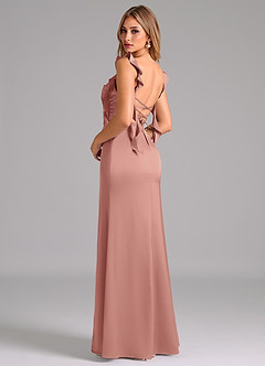Azazie Jessamine Bridesmaid Dresses Rosette A-Line Corset Stretch Satin Dress image2