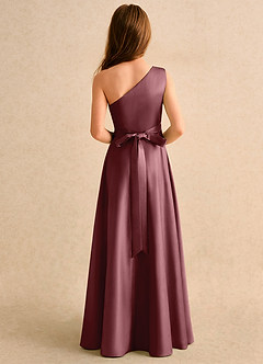 Azazie Puddles Girls Formal Jurken voor bloemenmeisjes A-Lijn Jurk van Mat Satijn One-Shoulder Woestijnroos image3