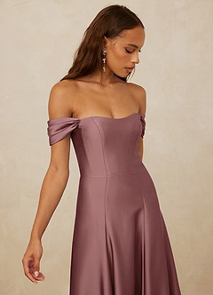 Christian Siriano Bridal for Azazie 1002 Bridesmaid Dresses Vintage Mauve A-Line Off the Shoulder Stretch Satin Convertible Dress image4