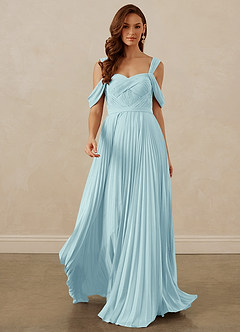 Christian Siriano Bridal for Azazie 1013 Bridesmaid Dresses Sea Glass A-Line Off the Shoulder Chiffon Dress image9