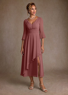 Azazie Aerynne Mother of the Bride Dresses Desert Rose A-Line Pleated Chiffon Dress image4