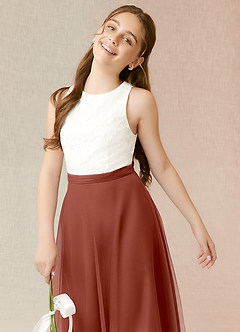 Azazie Albertine Junior Auburn A-Line Lace Chiffon Dress image5