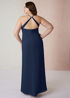 Azazie Manila Bridesmaid Dresses Dark Navy Sheath V-Neck Chiffon Dress image8