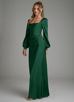 Azazie Brianna Brautjungfernkleider Meerjungfrau-Linie Korsett Stretch-Satin Kleid Dunkelgrün image5