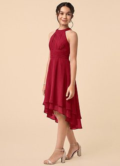 Azazie Linna Junior Scarlet A-Line Pleated Chiffon Dress image3