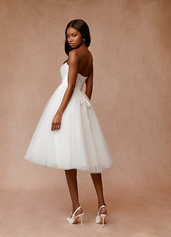 Azazie Gelsey Wedding Dresses A-Line Sweetheart Neckline Tulle Knee-Length Dress image5