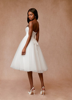 Azazie Gelsey Wedding Dresses Diamond White A-Line Sweetheart Neckline Tulle Dress image5