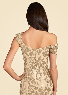 Azazie Odessia Mother of the Bride Dresses Champagne A-Line Sequins Lace Dress image8