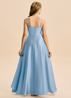 Azazie Eirlys Junior Powder Blue A-Line Pleated Stretch Satin Dress image2