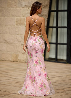 Lacy Pink Glitter Tulle Prom Dress image2