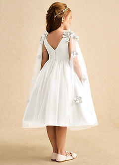 Azazie Staria Flower Girl Dresses Ivory Ball-Gown Ruched Tulle Dress image9
