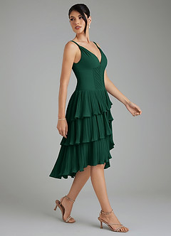 Azazie Rosa Bridesmaid Dresses Emerald A-Line Pleated Chiffon Dress image7