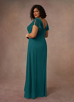 Azazie Reneya Mother of the Bride Dresses Peacock A-Line Pleated Mesh Dress image9