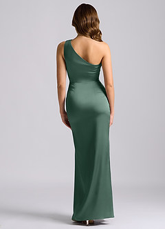 Azazie Akilah Bridesmaid Dresses Eucalyptus Mermaid One Shoulder Stretch Satin Dress image2