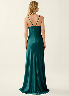 Annastazhia Peacock High Slit Satin Party Dress image2