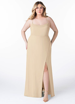 Azazie Maliya Vente Finale Robe Fourreau en Mousseline de soie Plissée Eucalyptus image6