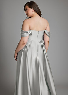 Azazie Loisa Brudepigekjoler A-linje Off the shoulder Stræk satin Gulv-længde Kjole image13