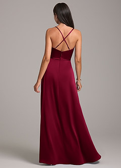 Azazie Naeem Robes de demoiselle d'honneur Robe Trapèze en Satin extensible Bourgogne image6