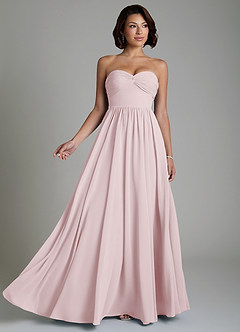 Azazie Petra Bridesmaid Dresses Blushing Pink A-Line Corset Chiffon Dress image4